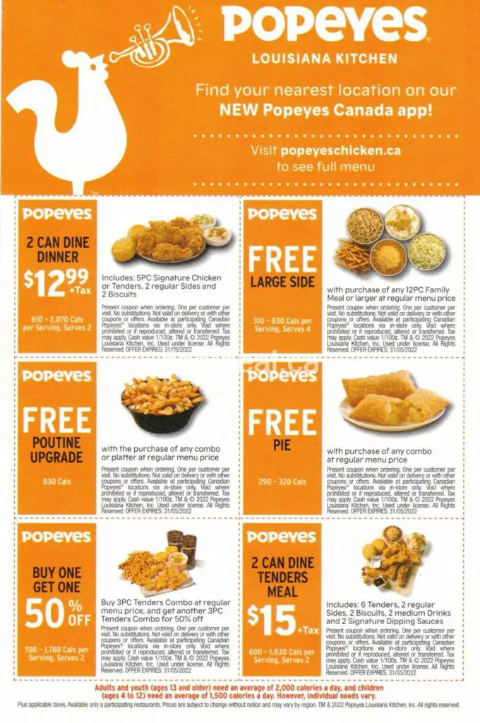 Popeyes daily special deals in canada