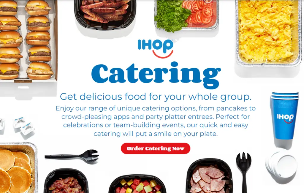 IHOP Catering menu with Prices